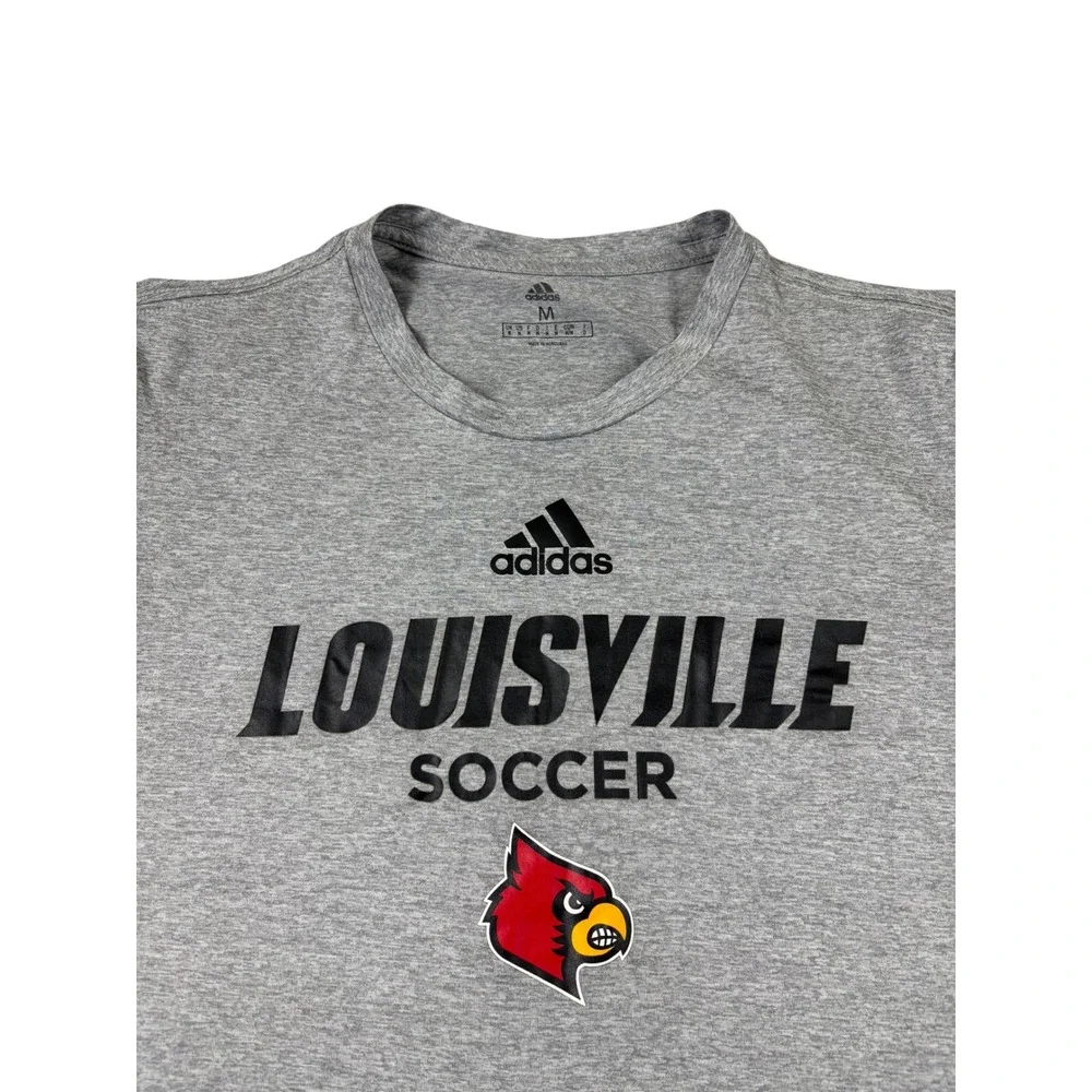 Adidas Louisville Soccer Cardinals Mens Medium Grey Aeroready Graphic T-Shirt